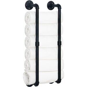 Industrial Pipe Towel Rack, Farmhouse Bathroom Towel Storage Holder, Vintage